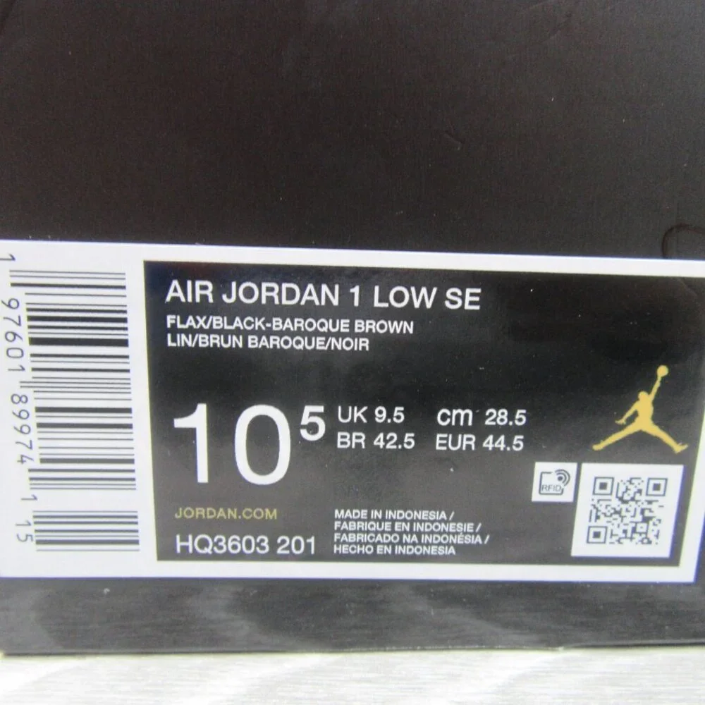 Air Jordan 1 Low SE Sneakers Mens Size 10.5 Flax Baroque Brown NEW - Picture 14 of 14